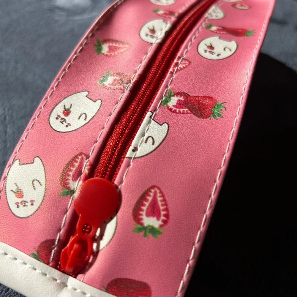 Kawaii Strawberry Milk Carton Pencil Case Cute Makeup Bag